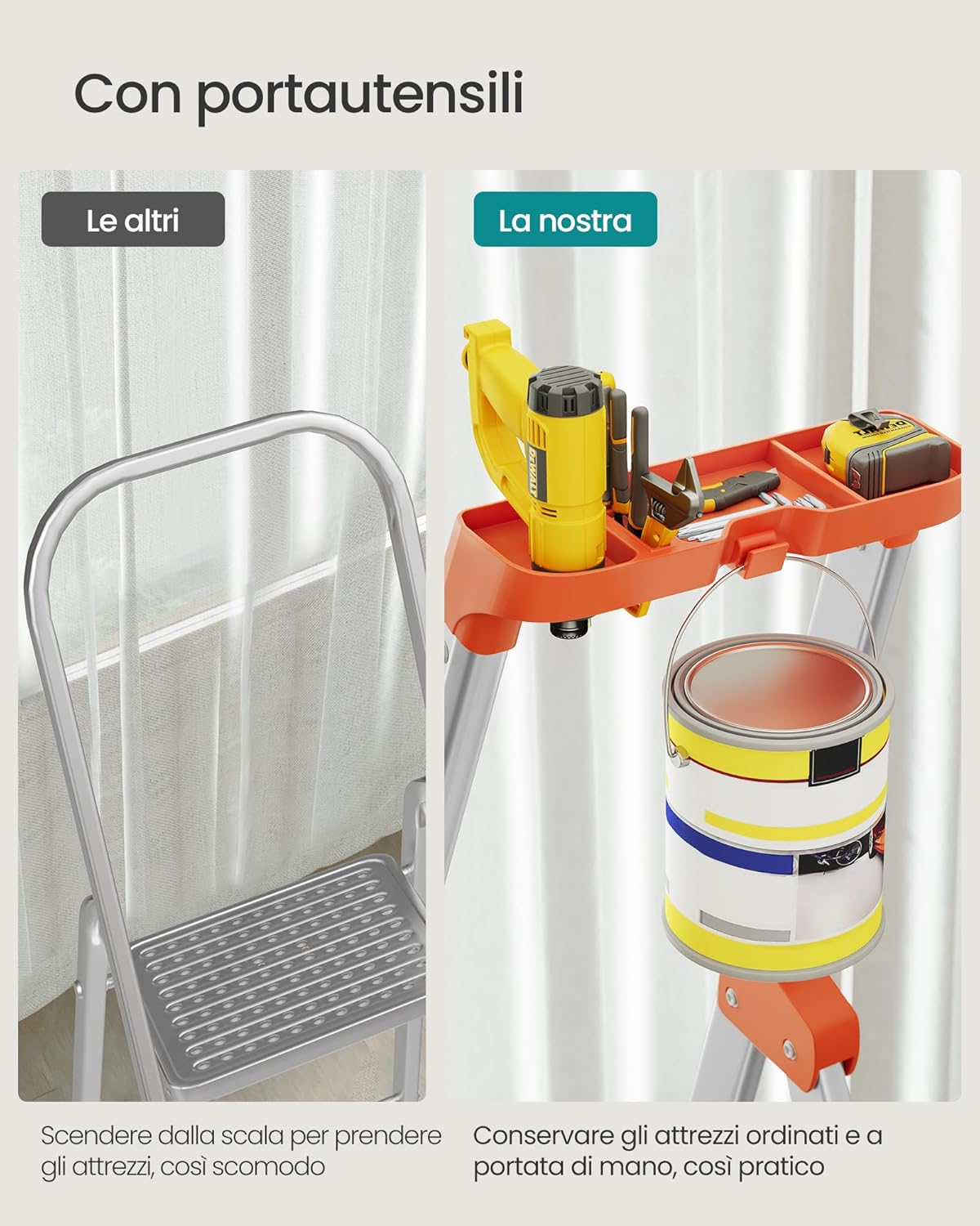 Songmics Scaletta Pieghevole 6 Gradini Alluminio 150kg - immagine 5