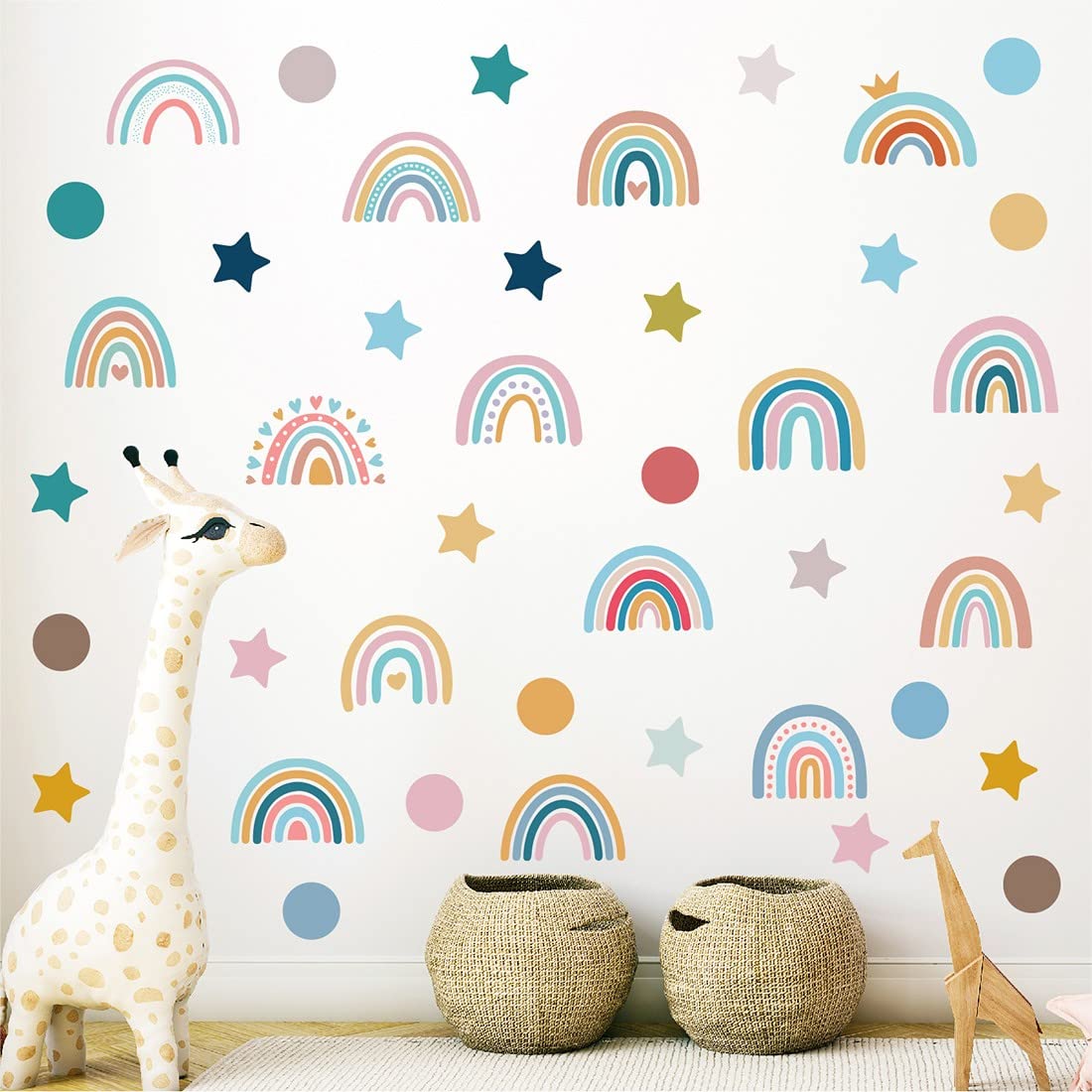 Adesivi Murali Arcobaleni,adesivi da parete per cameretta dei bambini,Sticker da muro a pois,per Decorazione Murale Asilo Nido Camera da Letto Cameretta Bambini