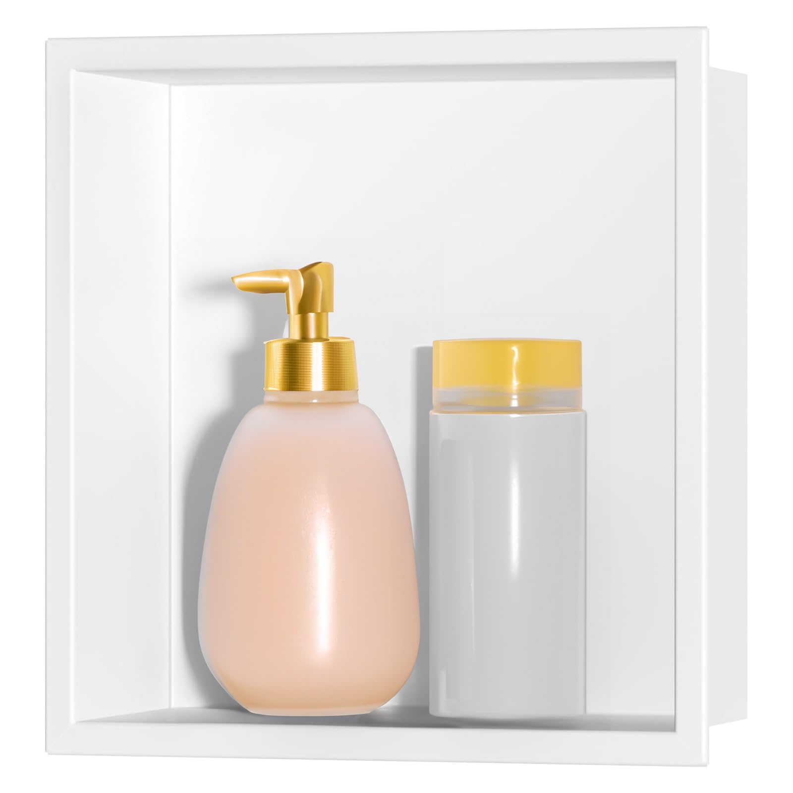 Sunrik Nicchia Doccia Incasso in Acciaio Inox 30x30x10cm, Bianco