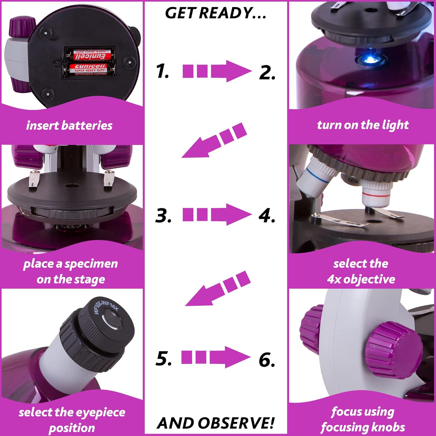 Levenhuk LabZZ M101 Amethyst - Microscopio Bambini 640x - immagine 8