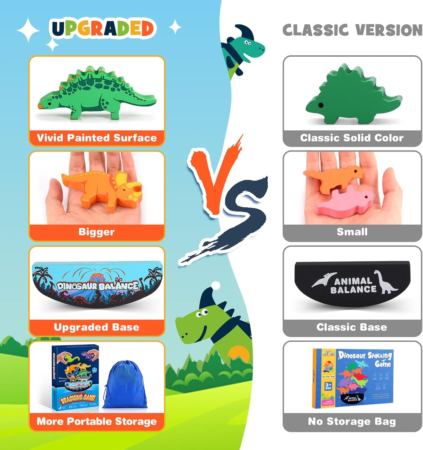 DejaNard Dinosauro Giocattolo in Legno per Bambini 3-6 Anni - immagine 4