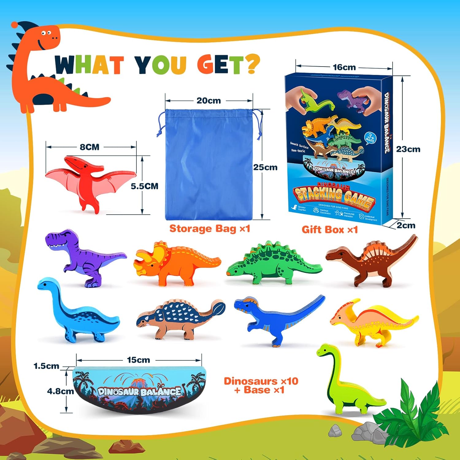 DejaNard Dinosauro Giocattolo in Legno per Bambini 3-6 Anni - immagine 5