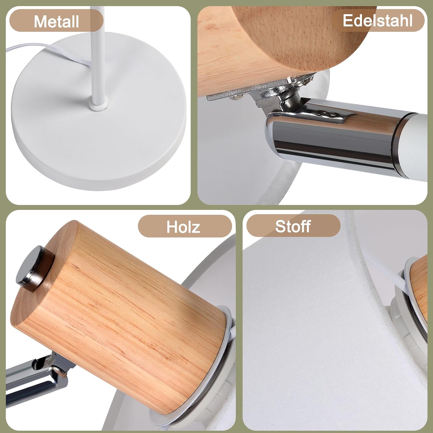 Lampada da Terra Vintage 2 Fiamme E14 in Legno Bianco - immagine 4