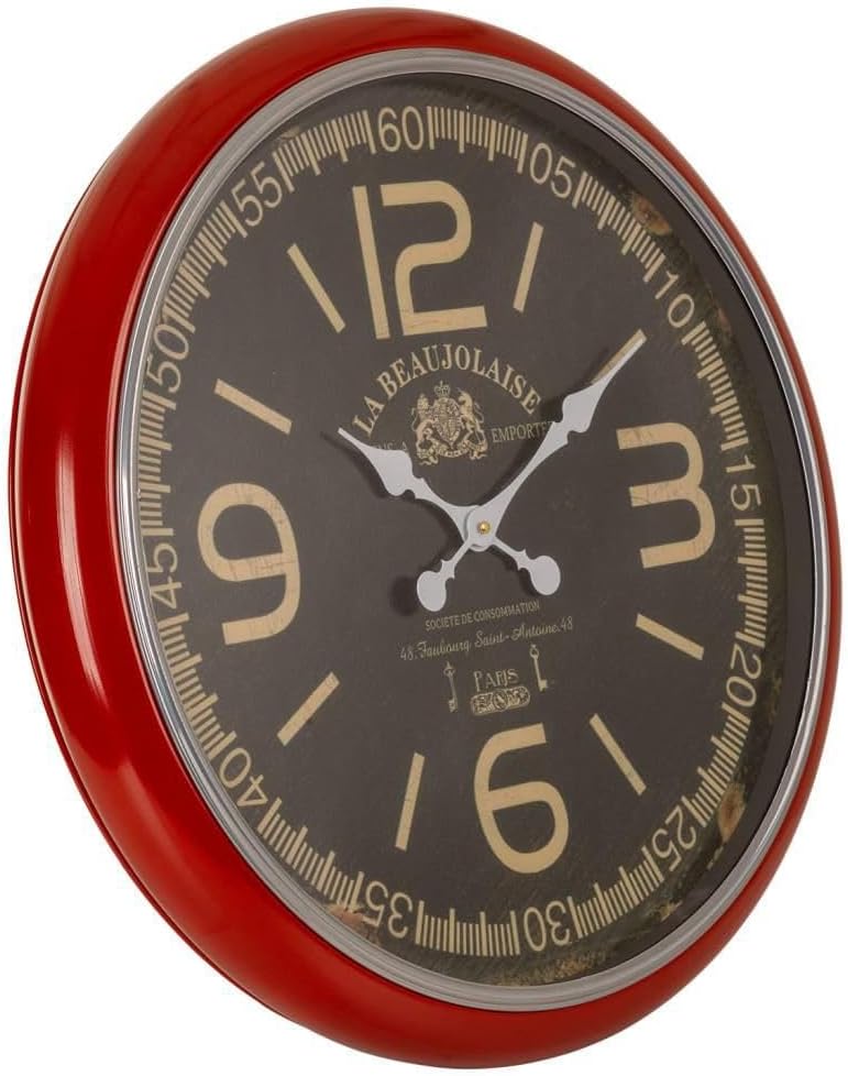 Reloj De Pared De Metal Rojo