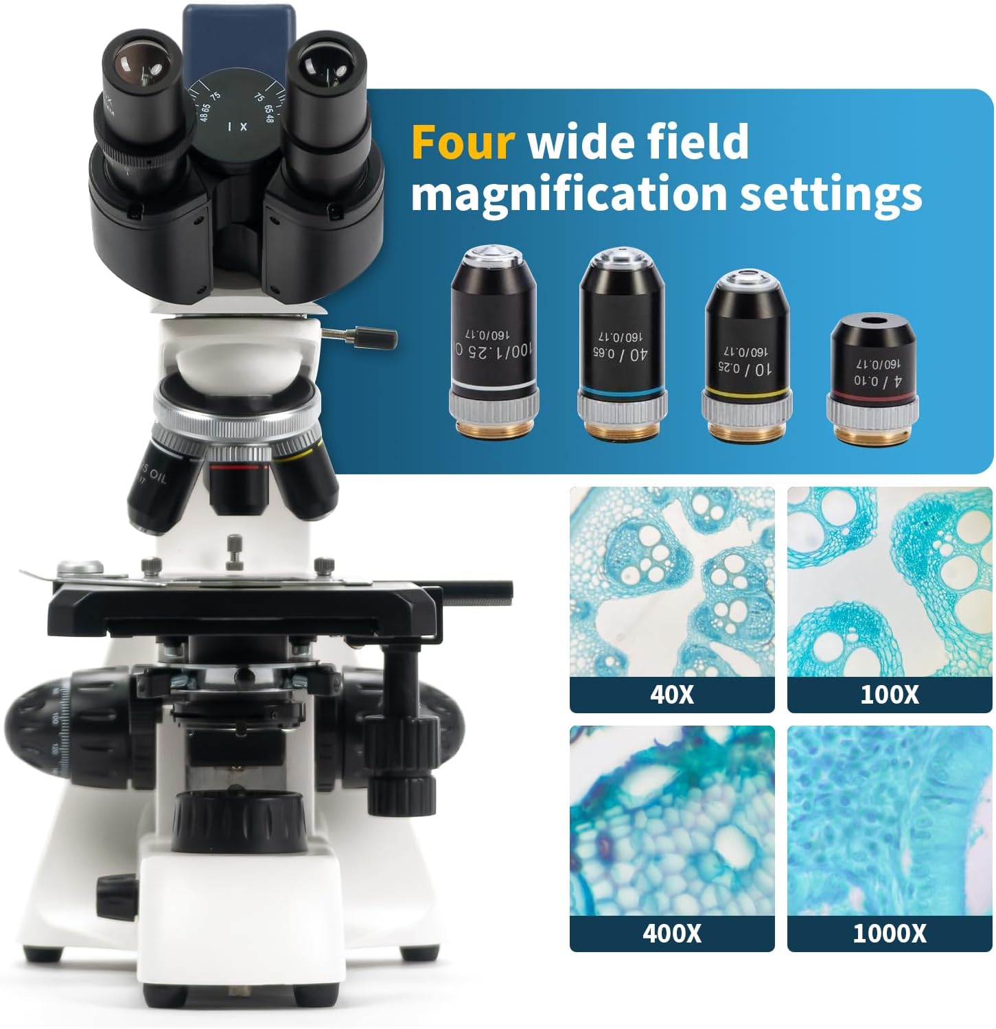 Swift Compound Trinocular Microscope 40X-2500X - immagine 2