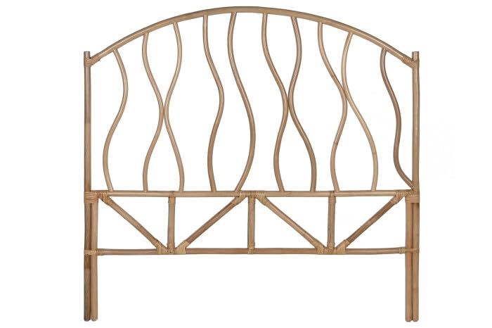 Drw Testiera Letto in Rattan a Mezzaluna con Gambe