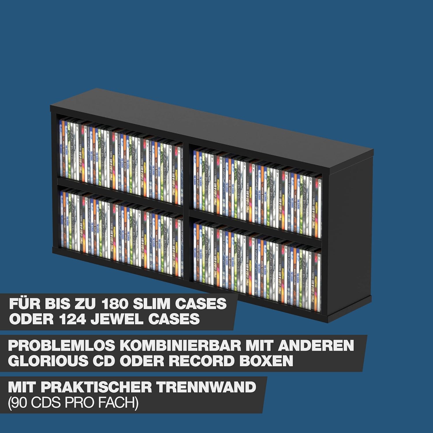 Glorious CD Box 180 - Scatola per Compact Disc, Nero - immagine 2