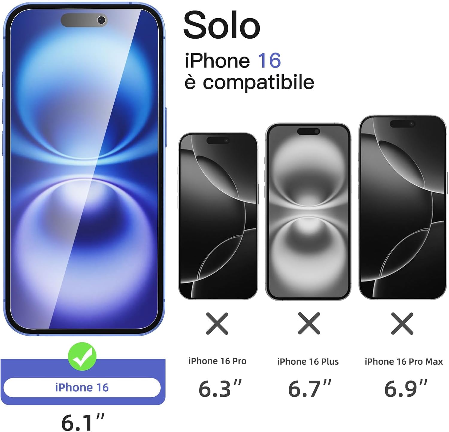 New'c 2x Pellicola Privacy iPhone 16 (6.1") + 2x Fotocamera - immagine 2