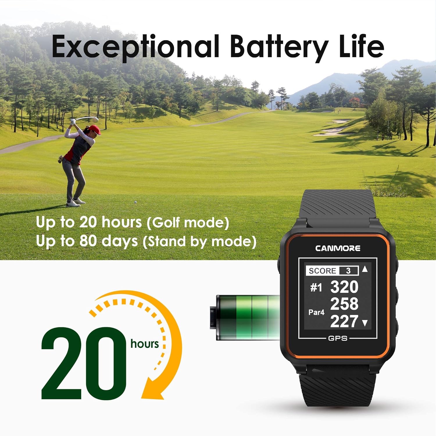 Canmore TW356 - Orologio GPS da Golf, Nero - immagine 2