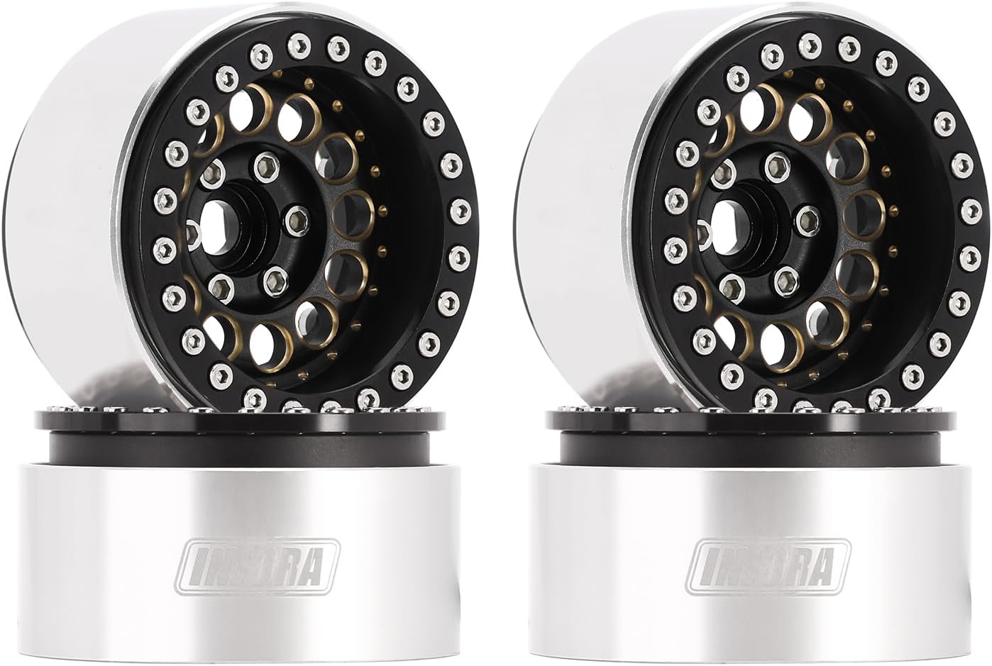 INJORA 1.9" Beadlock Cerchione 153g, Nero - immagine 1