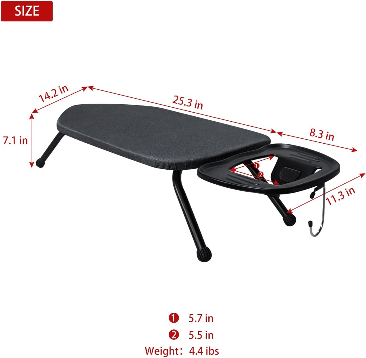Duwee Asse da Stiro da Tavolo Pieghevole Nero - immagine 4