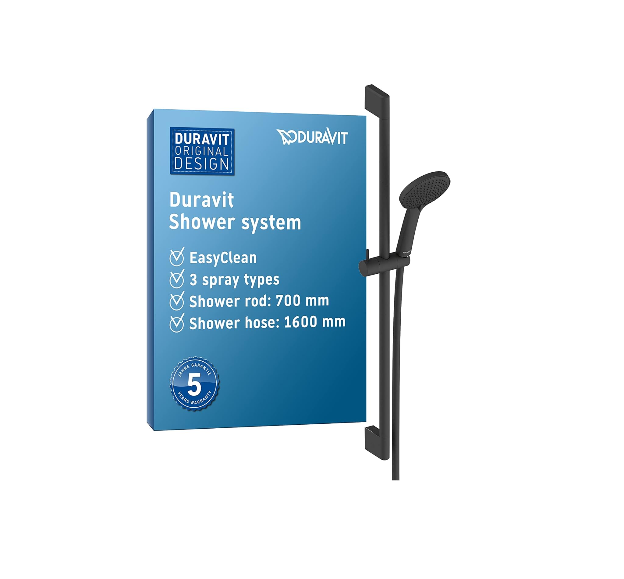 Duravit Universal Set Doccia con 3 Tipi di Getto, Nero Opaco