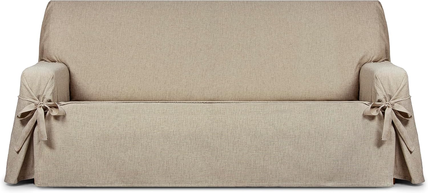 Eysa copridivano con lacci antimacchia 4 posti colore beige design Genna - immagine 1