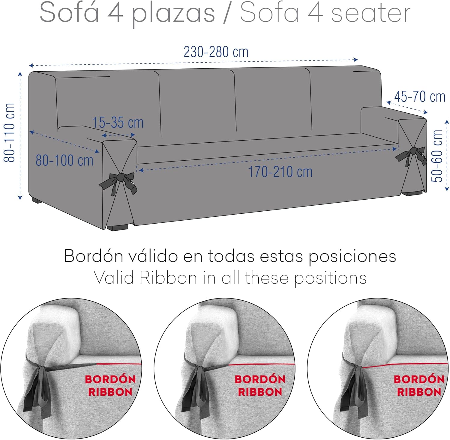 Eysa copridivano con lacci antimacchia 4 posti colore beige design Genna - immagine 4