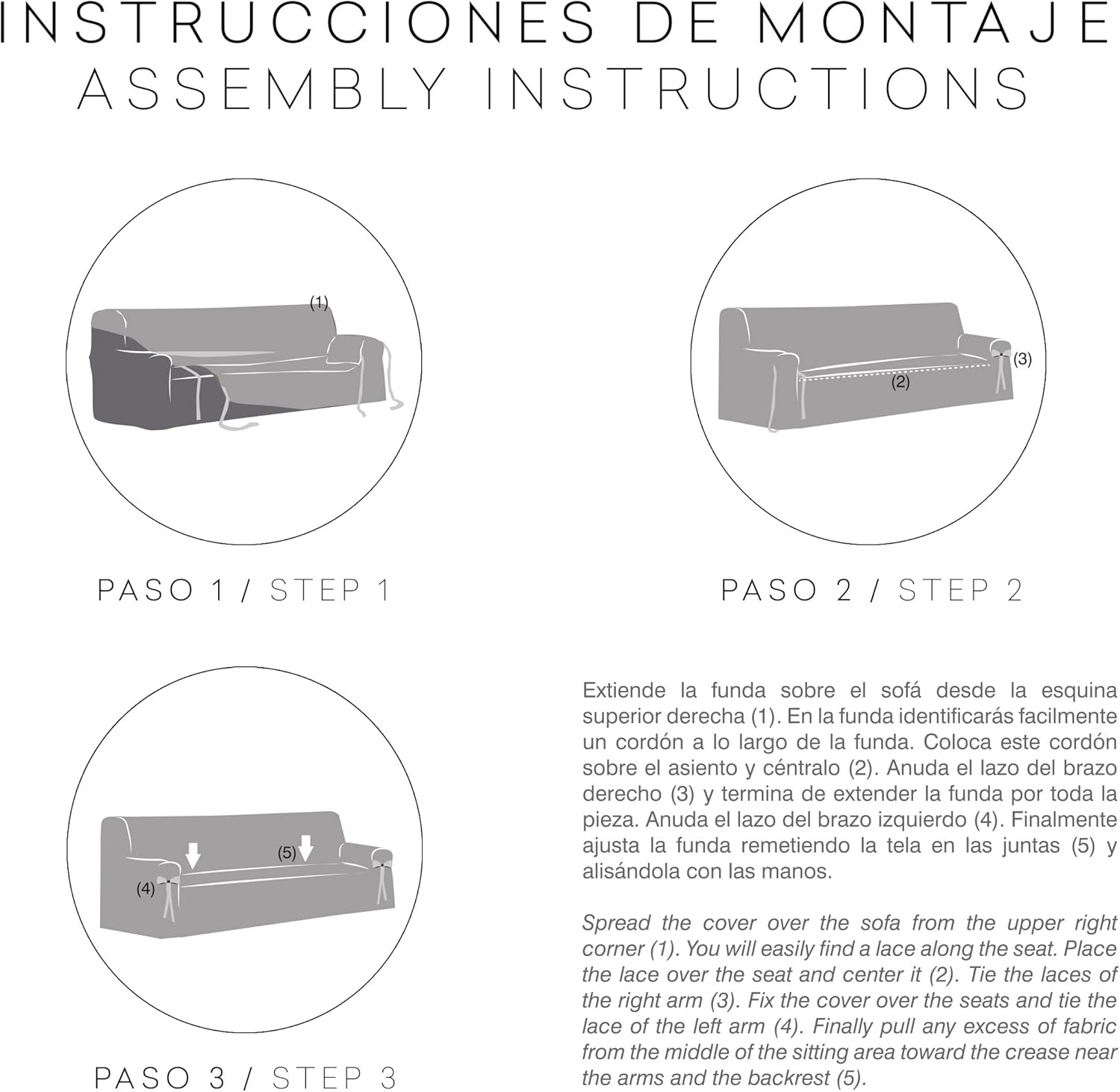 Eysa copridivano con lacci antimacchia 4 posti colore beige design Genna - immagine 7