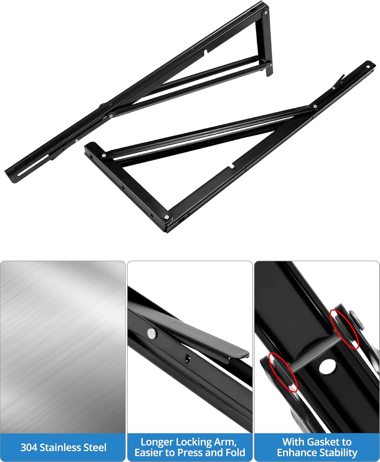 QWORK® Staffe Pieghevoli Pesanti 600mm 2 Pezzi - immagine 3