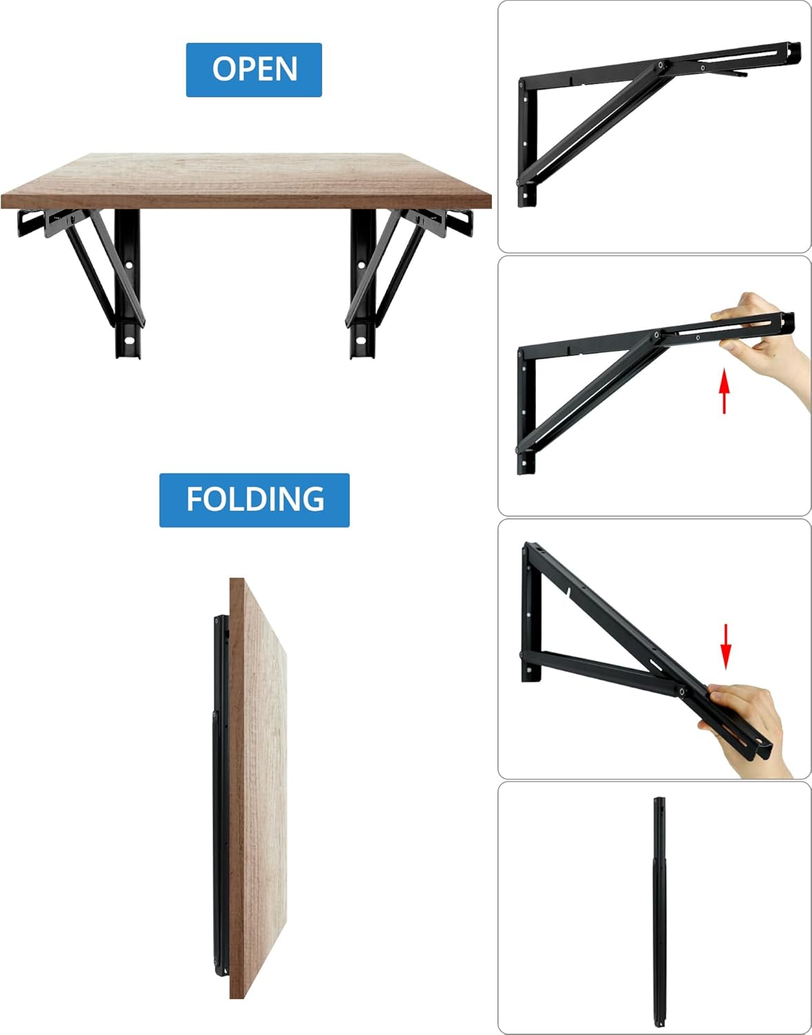 QWORK® Staffe Pieghevoli Pesanti 600mm 2 Pezzi - immagine 4