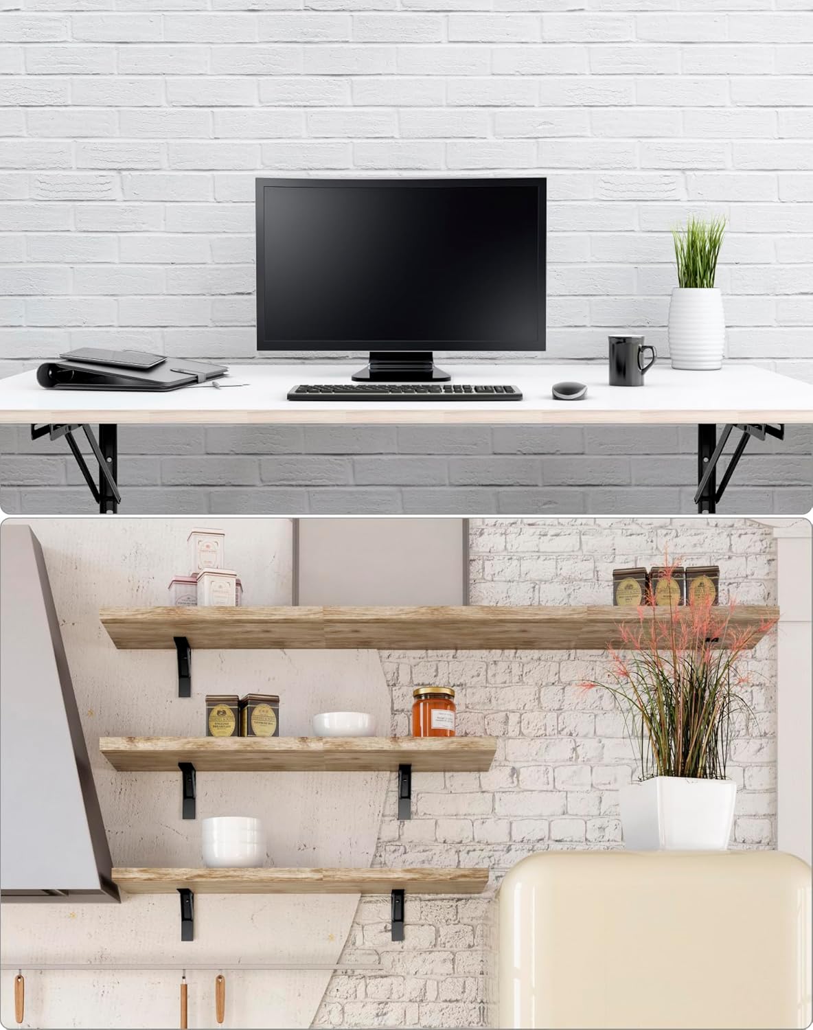 QWORK® Staffe Pieghevoli Pesanti 600mm 2 Pezzi - immagine 6