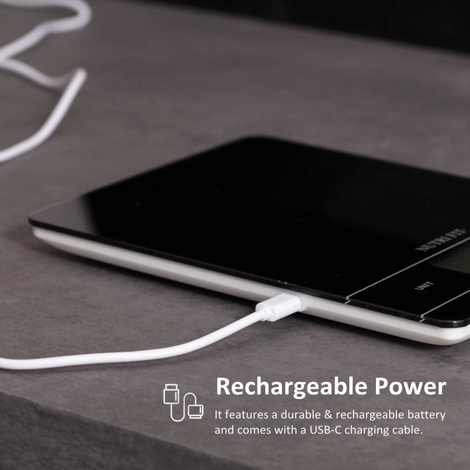 Nutri Fit Bilancia da Cucina Digitale Ricaricabile, Nera - immagine 2