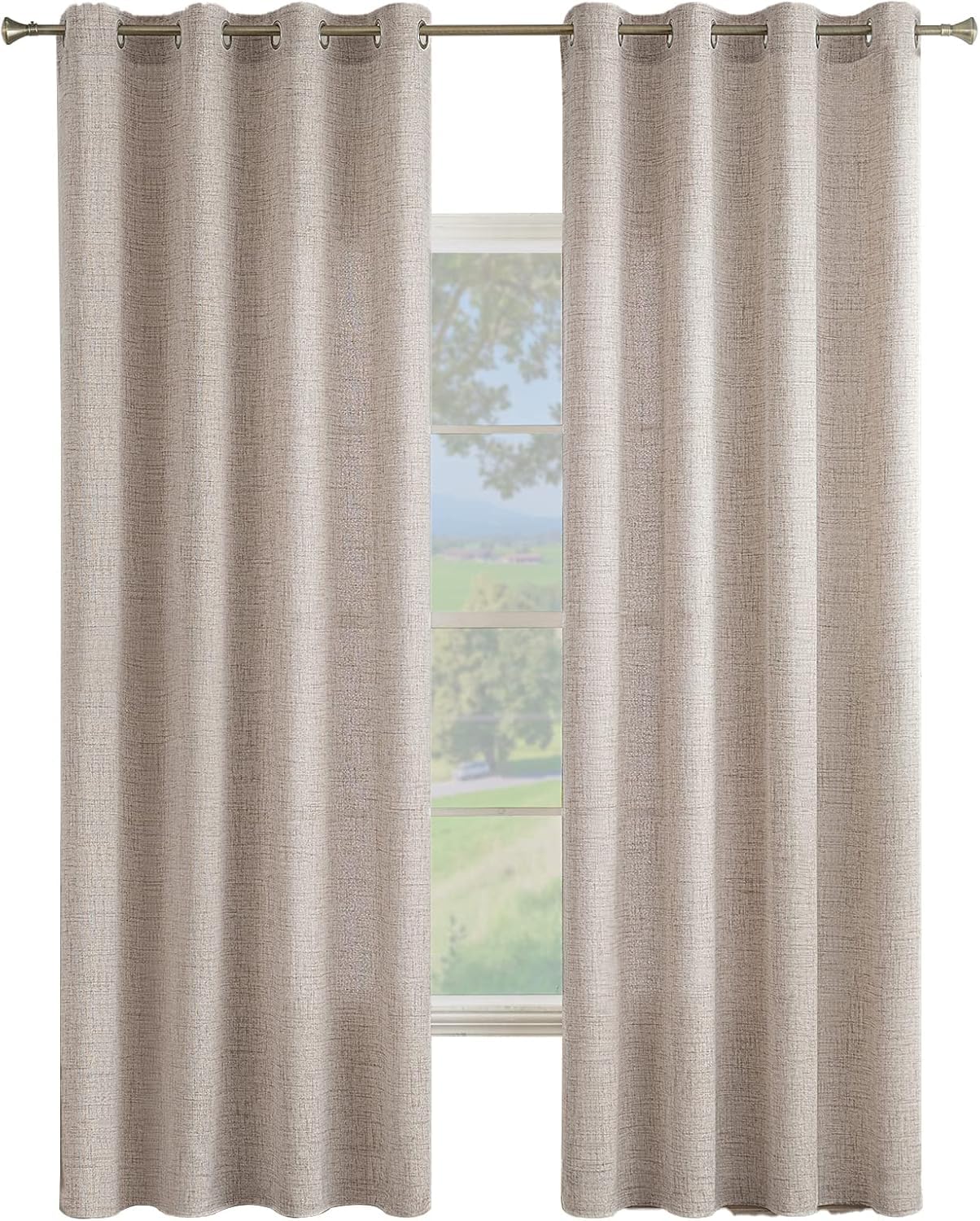 Miulee Tende Lino Semitrasparenti 2 Pezzi 140x280cm Cachi