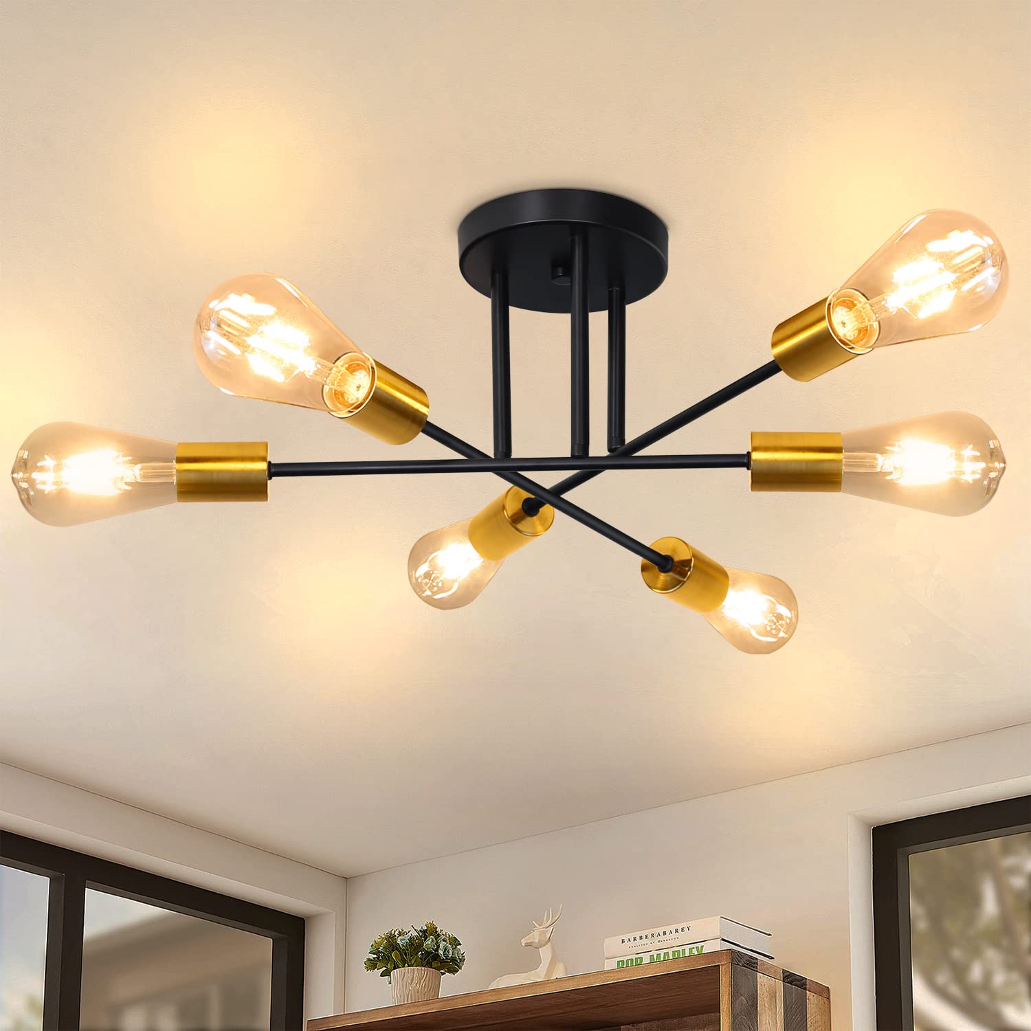 Cbjktx Plafoniera Vintage Retrò 6 Fiamme