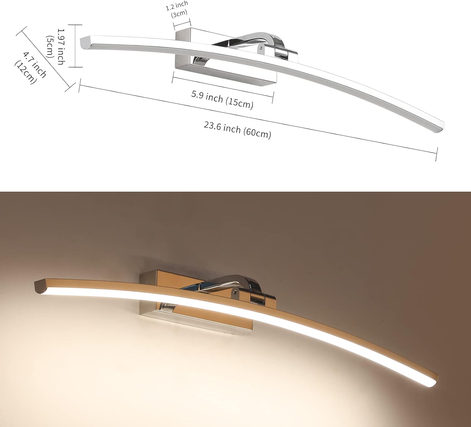 Yhtlaeh LED Specchio Lampada 16W 1280lm Nero Bagno - immagine 2