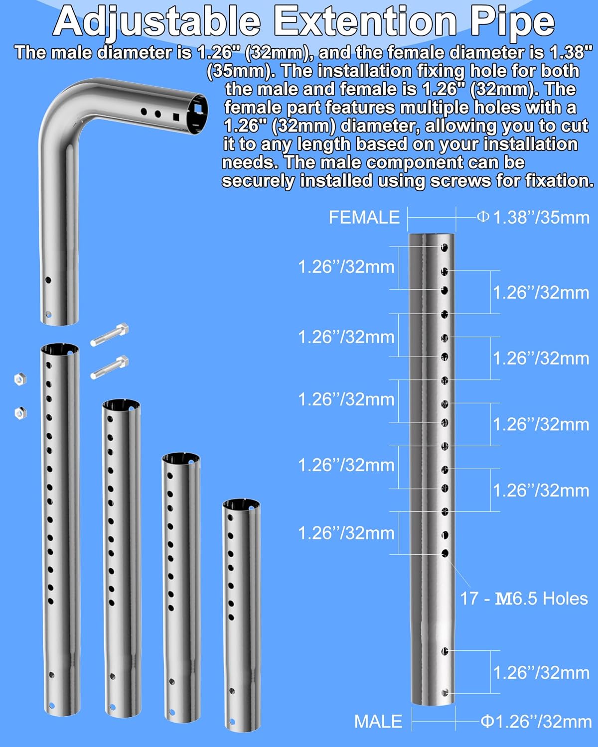 Supporto per Antenna a Parete Lunga, Argento - immagine 2
