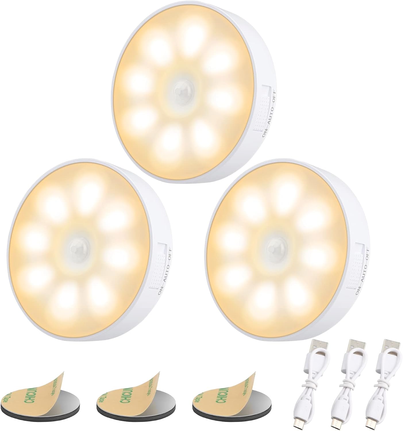 Luce Notturna Sensore Movimento Interna LED USB - 3 Pezzi - immagine 1