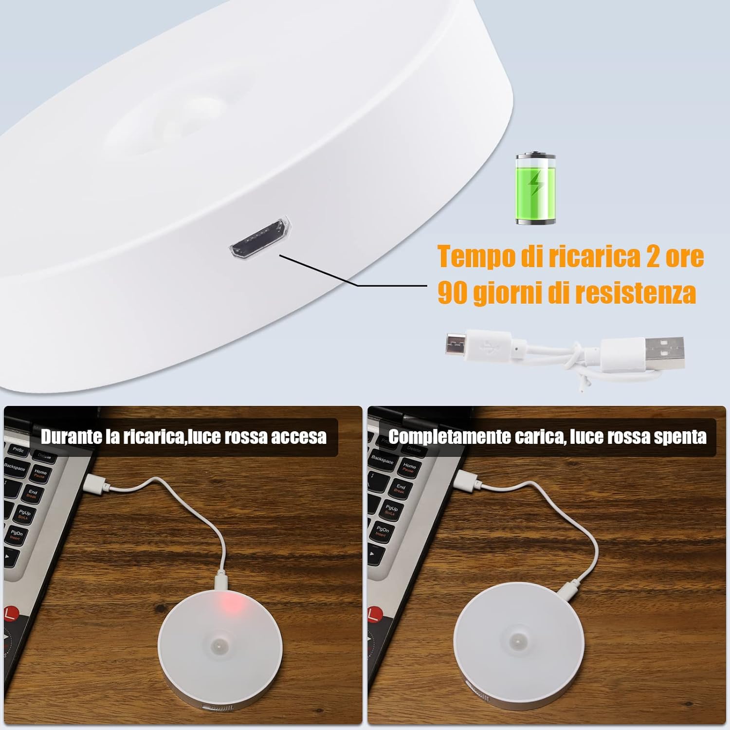 Luce Notturna Sensore Movimento Interna LED USB - 3 Pezzi - immagine 4