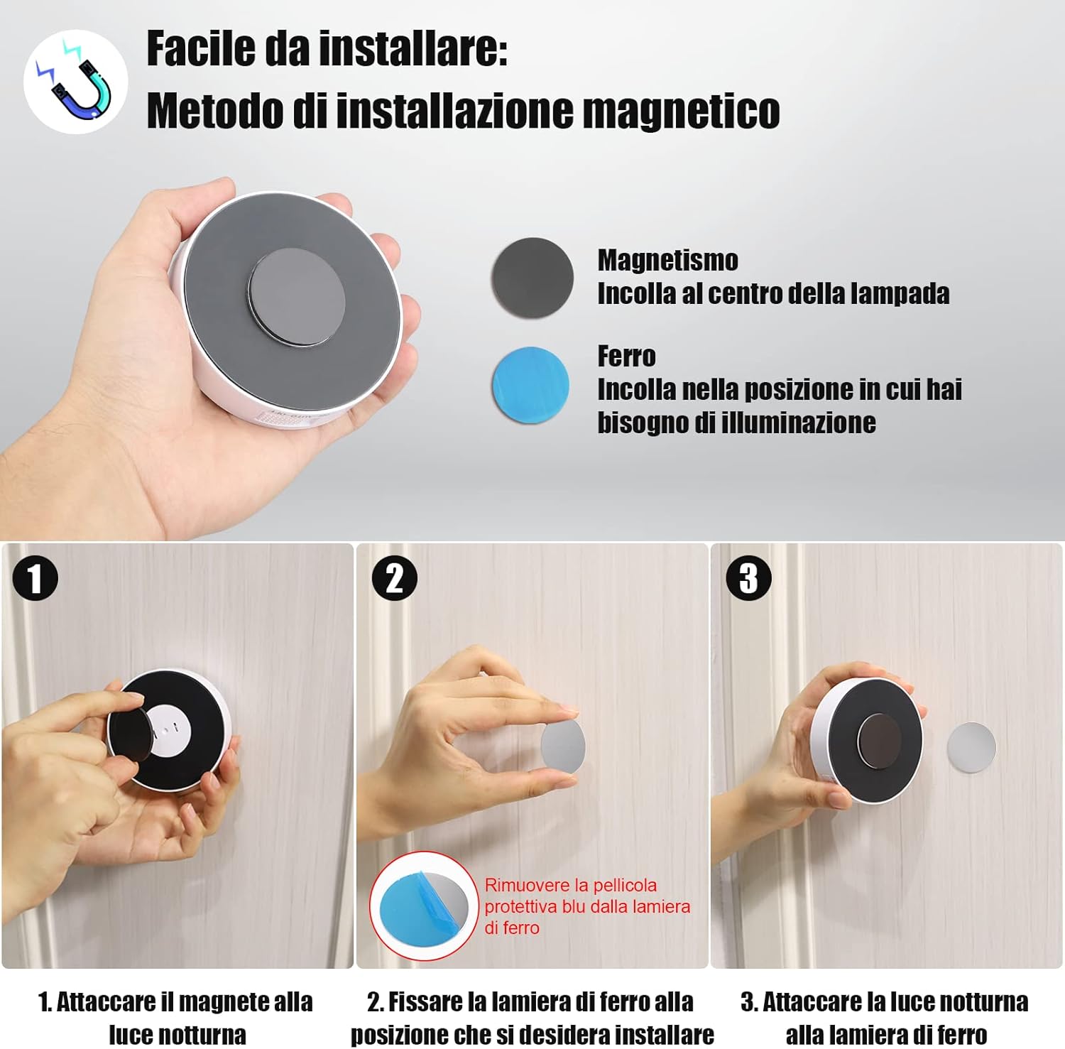 Luce Notturna Sensore Movimento Interna LED USB - 3 Pezzi - immagine 5