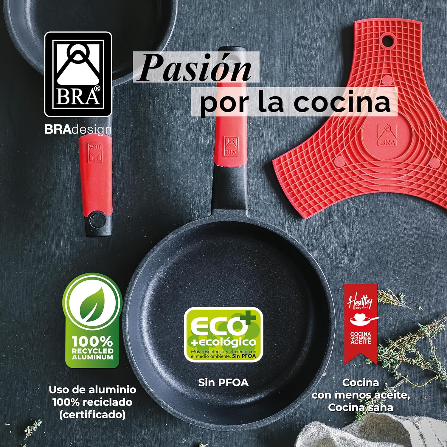 Bra Set di Padelle Antiaderenti 20-24cm, Rosso - immagine 6