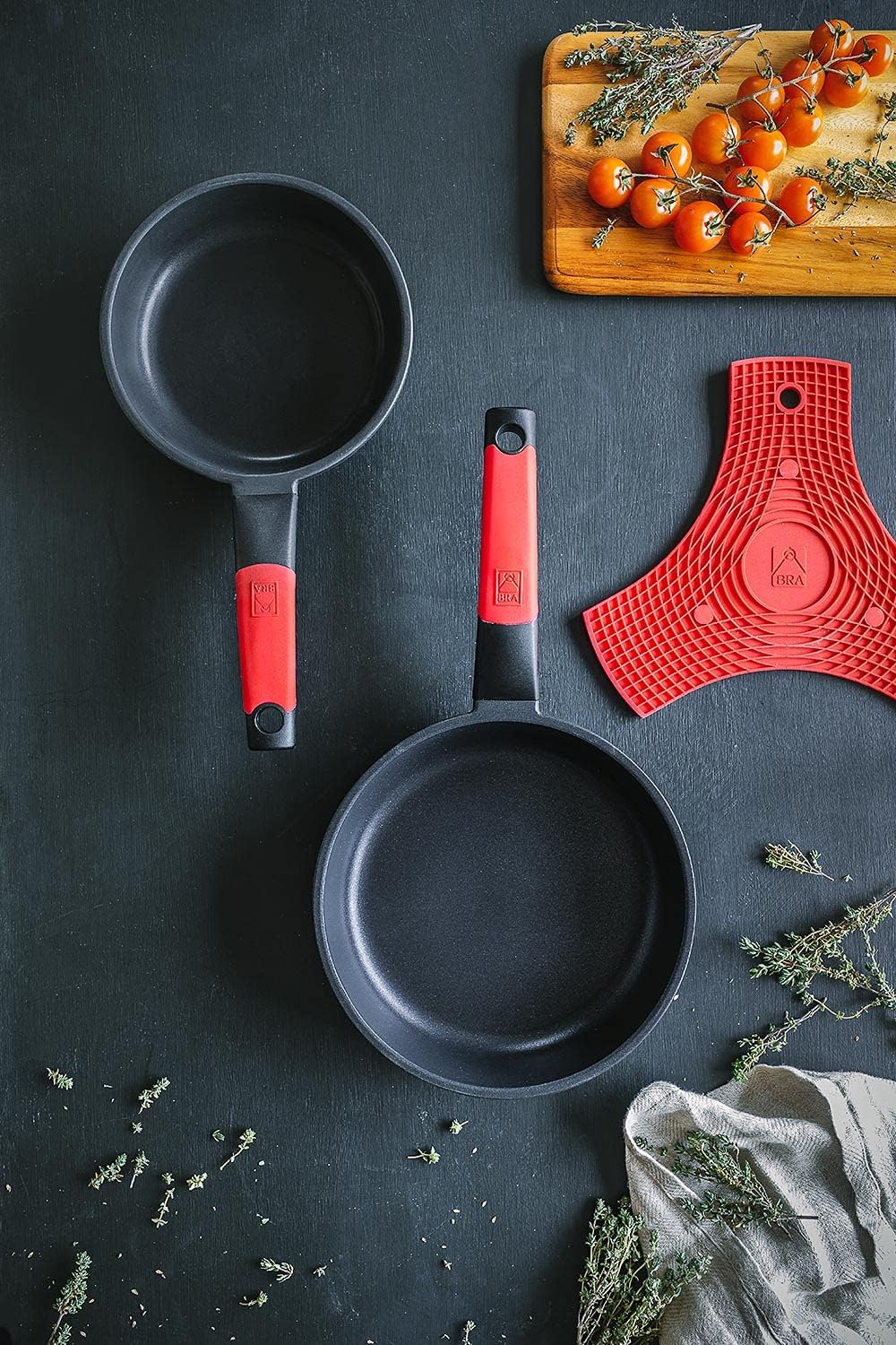 Bra Set di Padelle Antiaderenti 20-24cm, Rosso - immagine 7