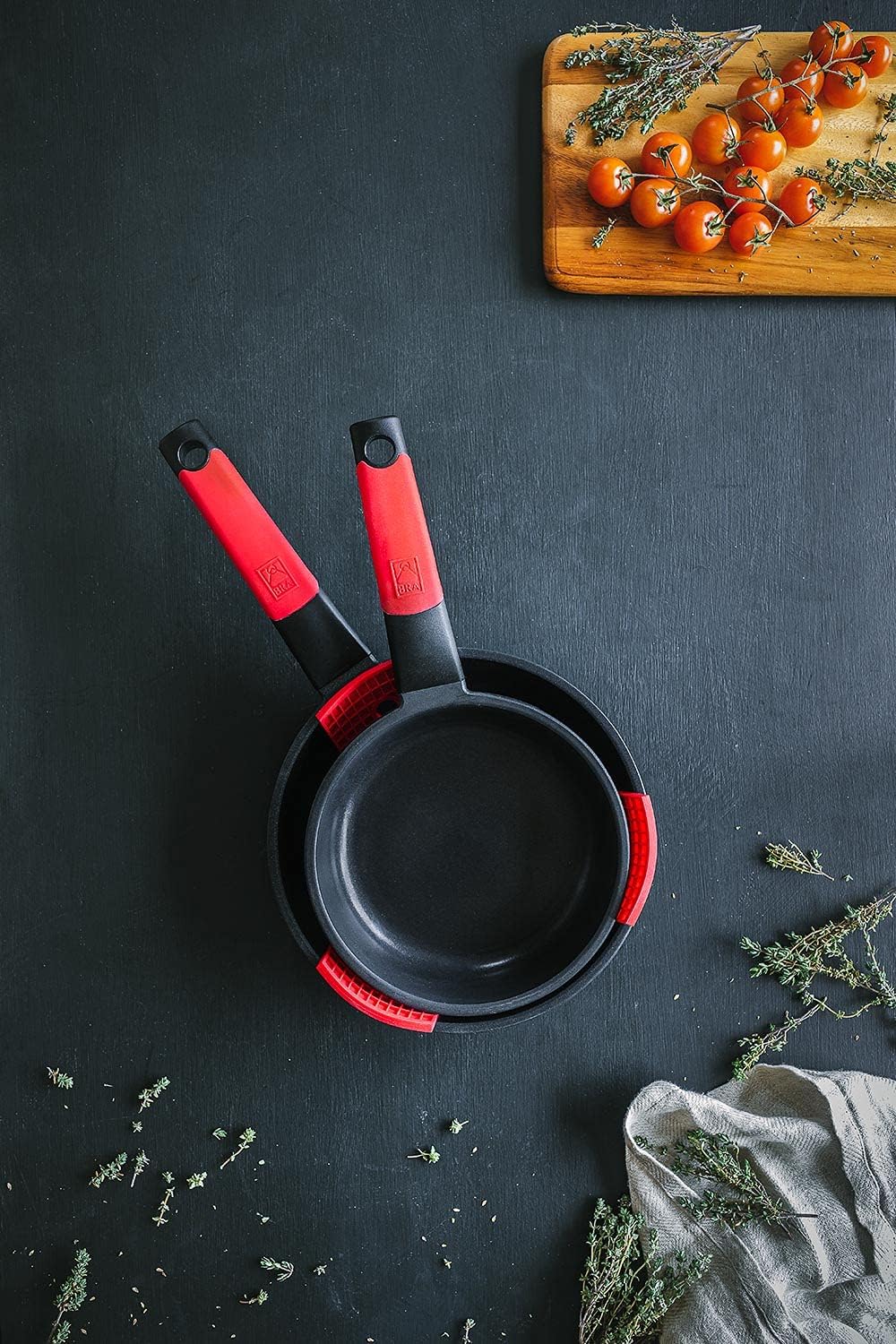 Bra Set di Padelle Antiaderenti 20-24cm, Rosso - immagine 9