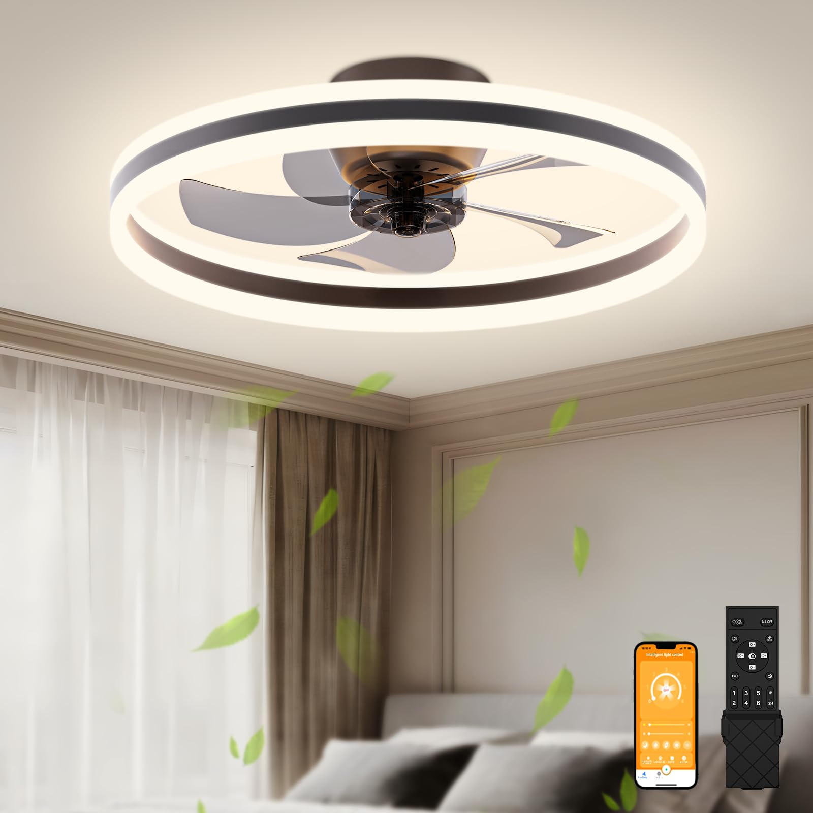 Volisun Ventilatore da Soffitto con Illuminazione LED