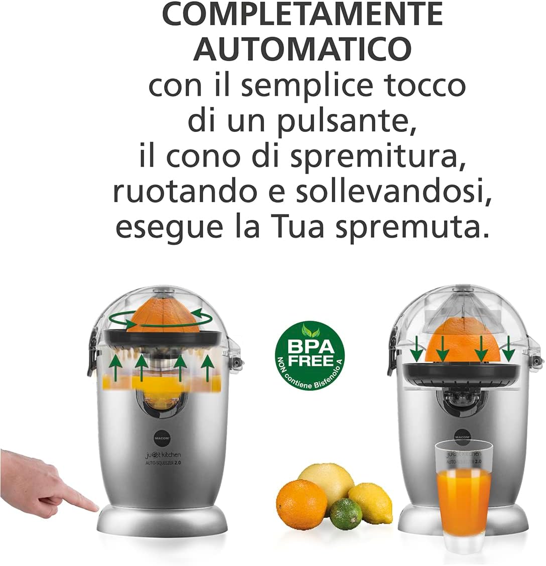 MACOM 874 Spremiagrumi Auto Squeezer 2.0, Grigio/Nero - immagine 6
