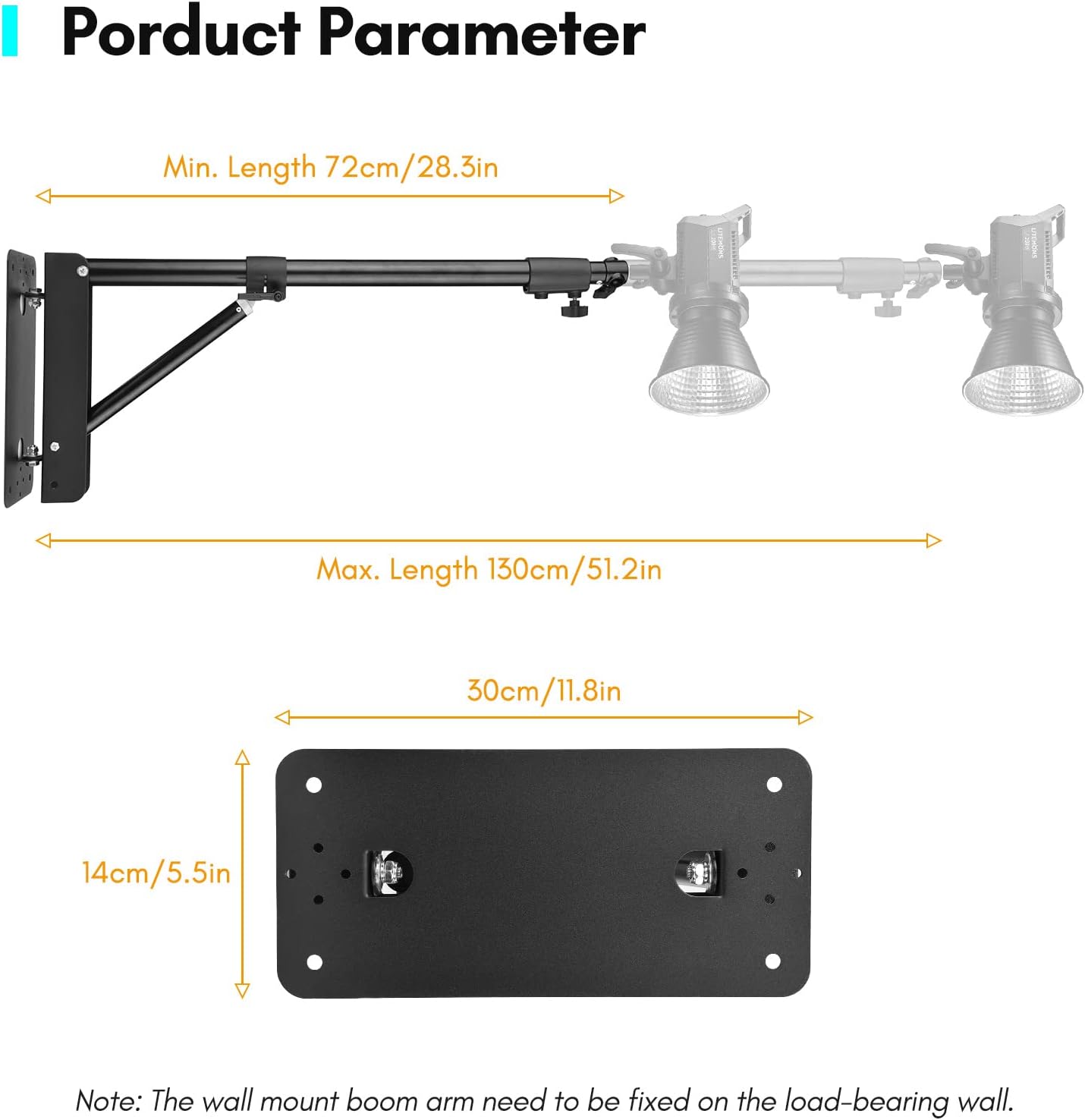 Andoer Supporto a Braccio Triangolare da Parete per Fotografia - immagine 3