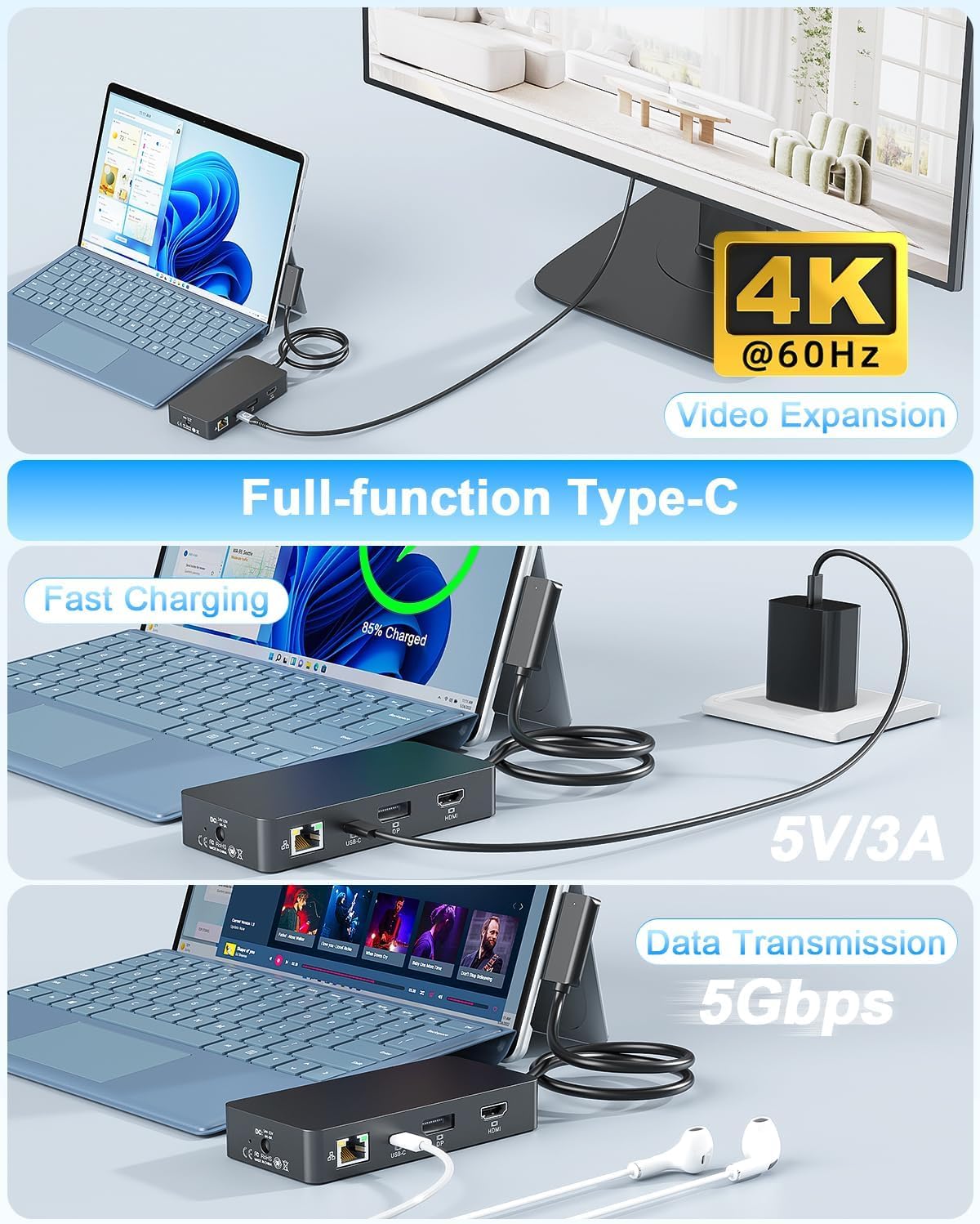 MS Surface Dock 12 in 1 con Quadruple Display - immagine 3
