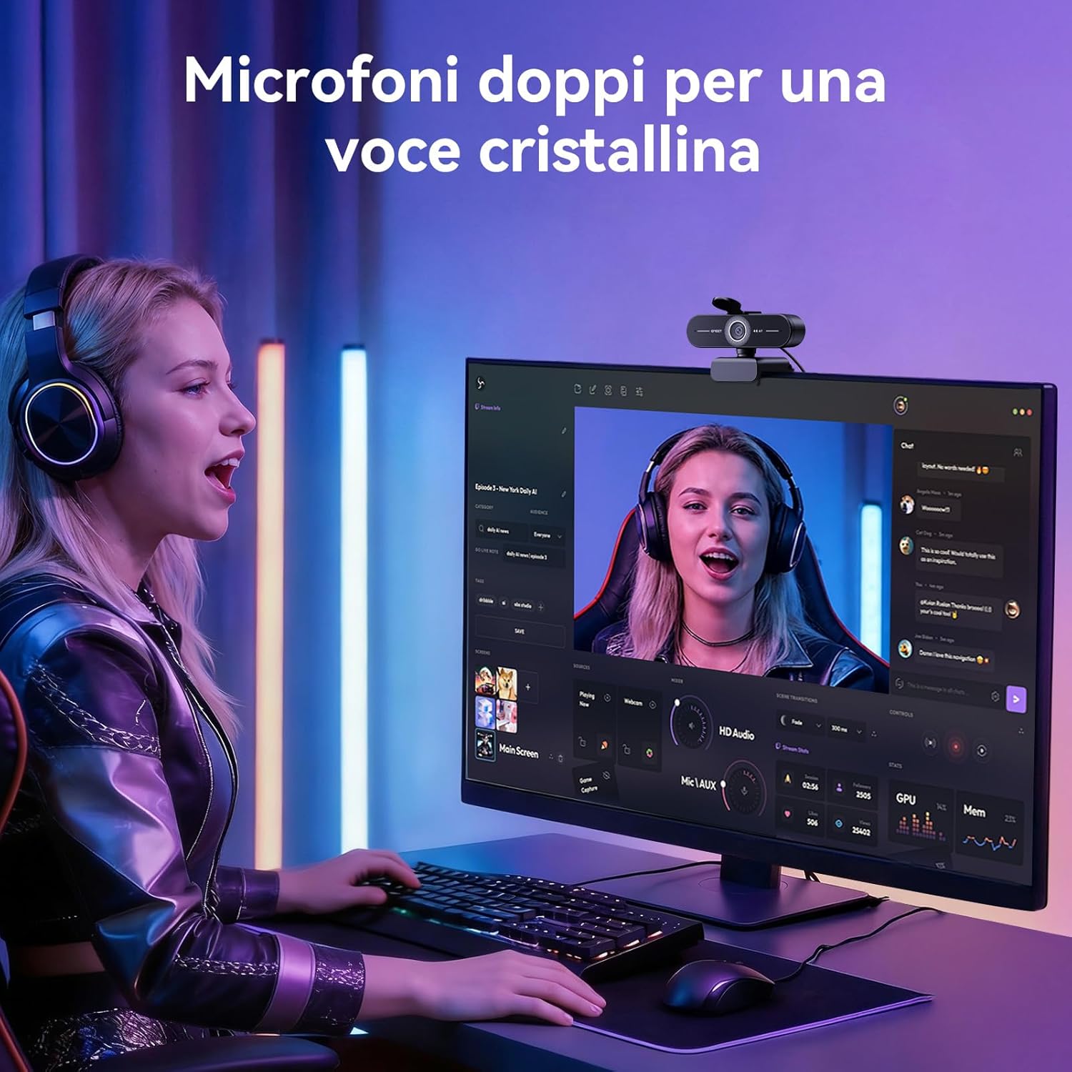 Emeet C60E 4K Webcam per Streaming e Gaming - immagine 4