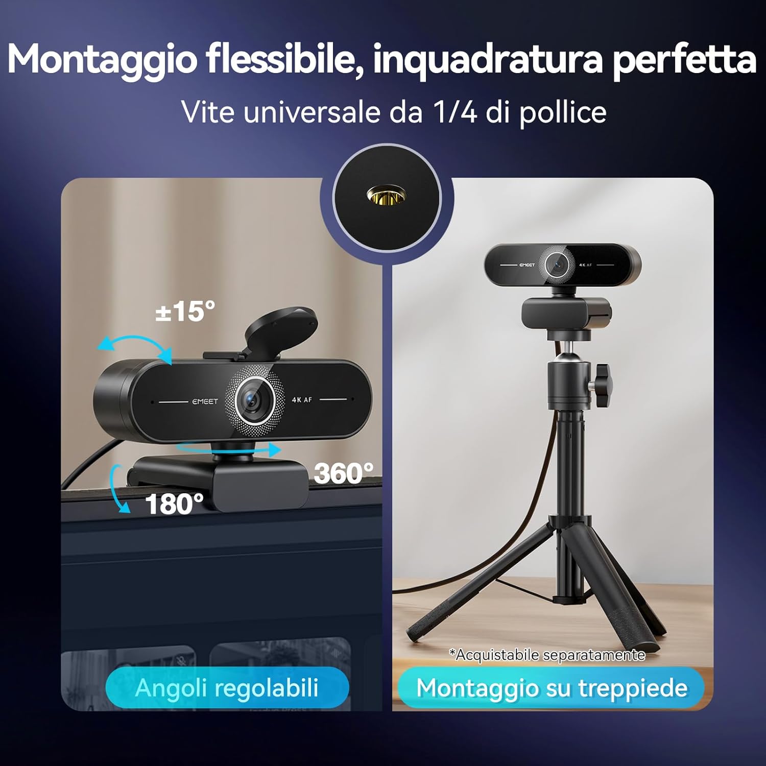 Emeet C60E 4K Webcam per Streaming e Gaming - immagine 7