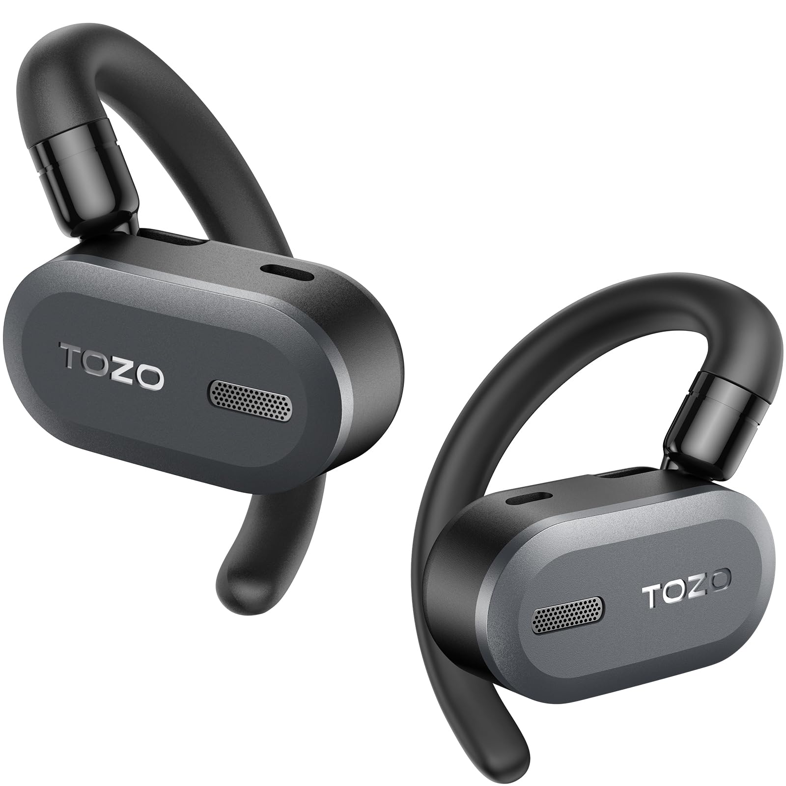 TOZO O2 Cuffie Bluetooth Sport Multipoint, 10,5g Auricolari Bluetooth 5.3 con 4 Mics, APP Cuffie Wireless Running Gancio Rotazione Cancellazione Rumore Nero
