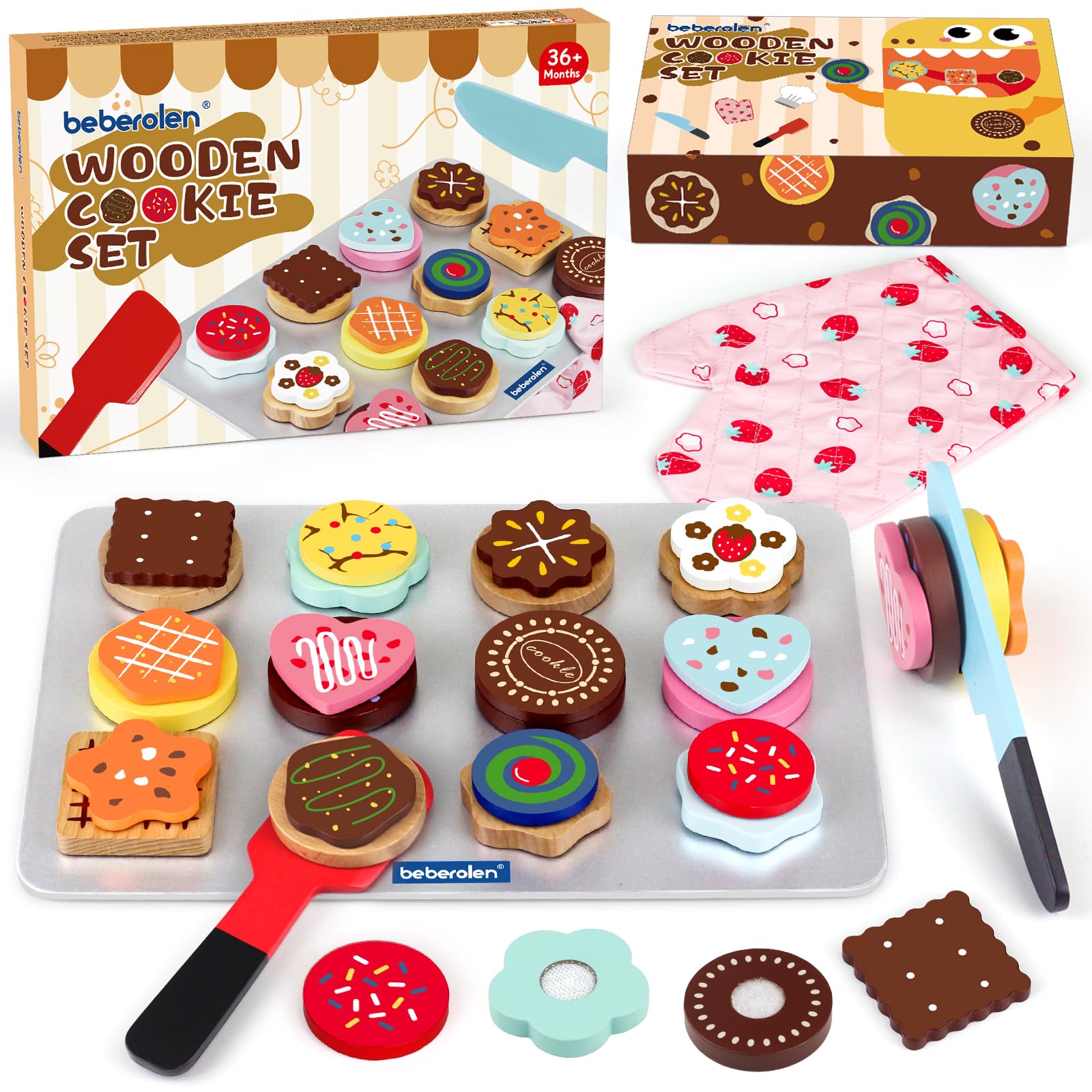 Pasticceria Colorata con Coltello in Legno e Scatola per Biscotti