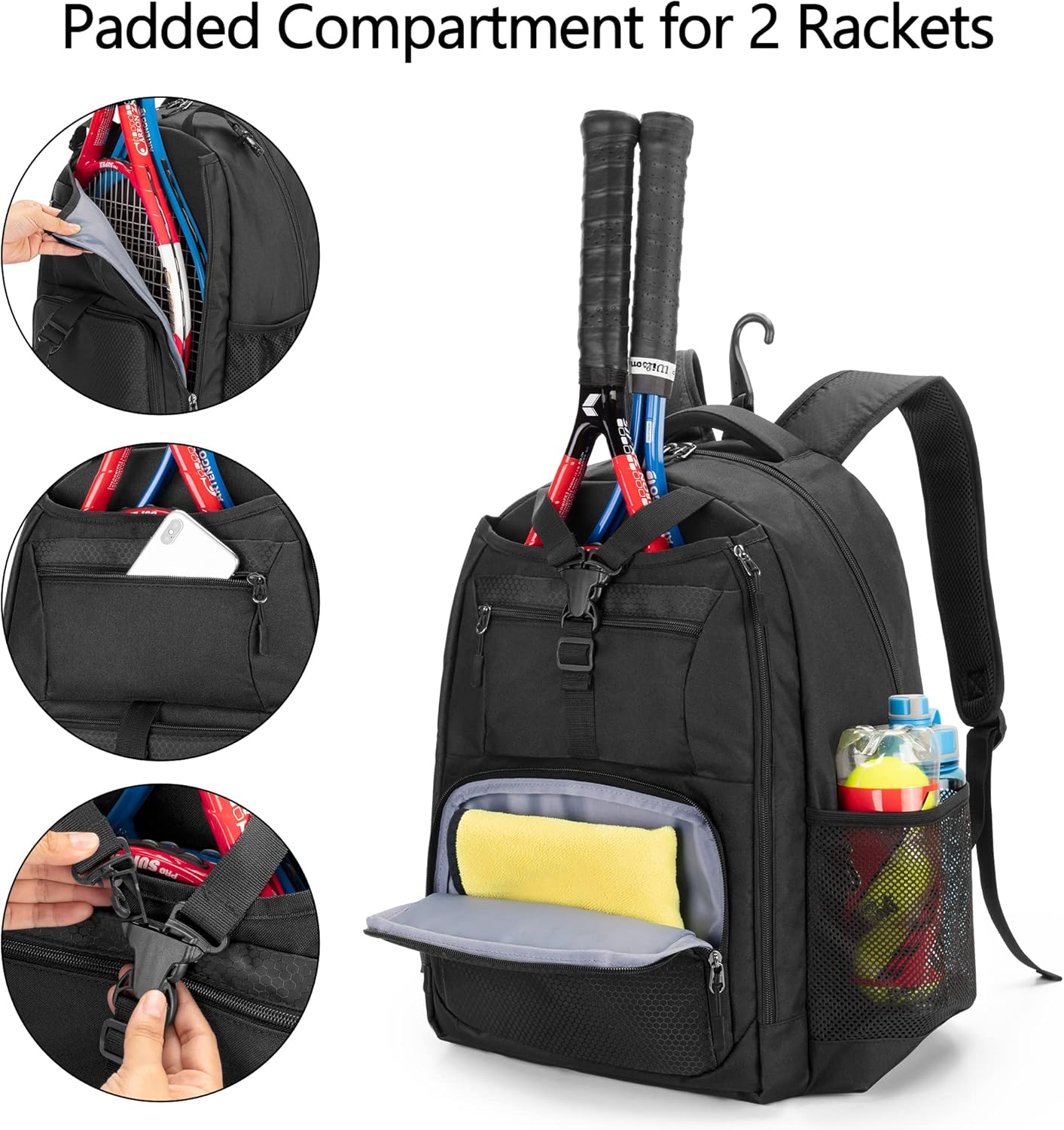 Dsleaf Borsa da Tennis per 2 Racchette - immagine 3