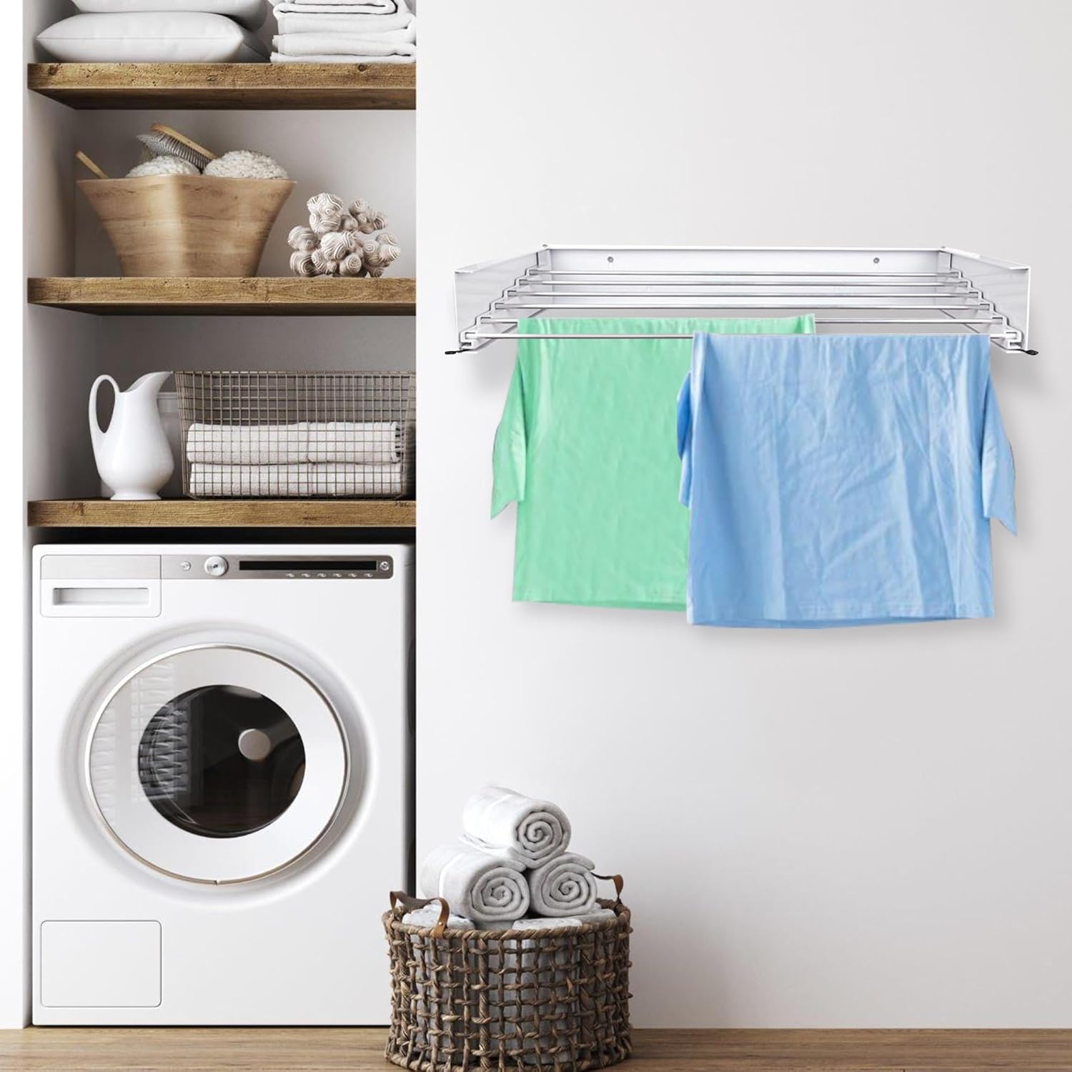 Vonia Stendibiancheria da Parete Pieghevole, Bianco 80x40cm - immagine 3