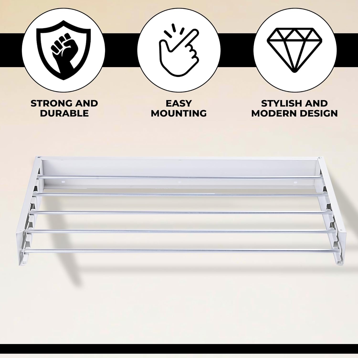 Vonia Stendibiancheria da Parete Pieghevole, Bianco 80x40cm - immagine 5