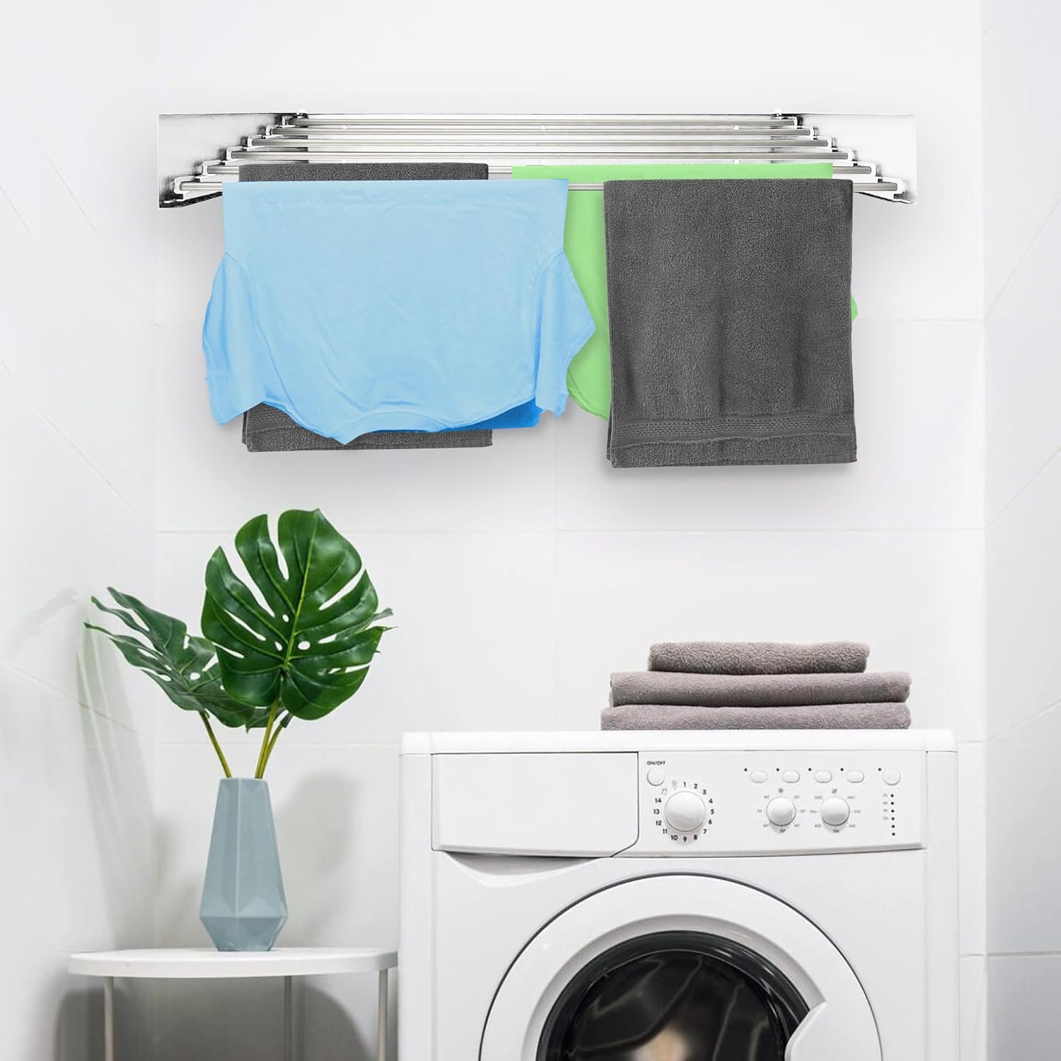Vonia Stendibiancheria da Parete Pieghevole, Bianco 80x40cm - immagine 8