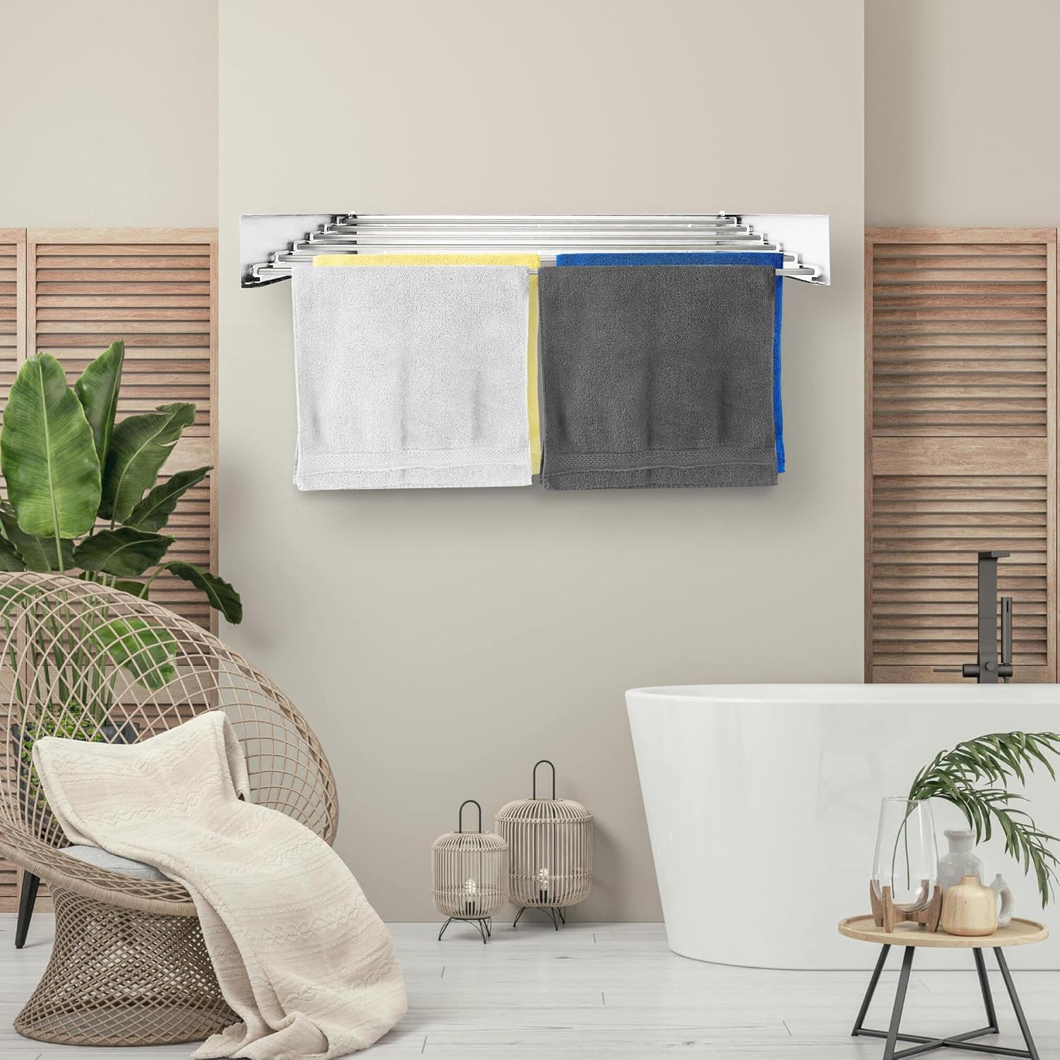 Vonia Stendibiancheria da Parete Pieghevole, Bianco 80x40cm - immagine 9