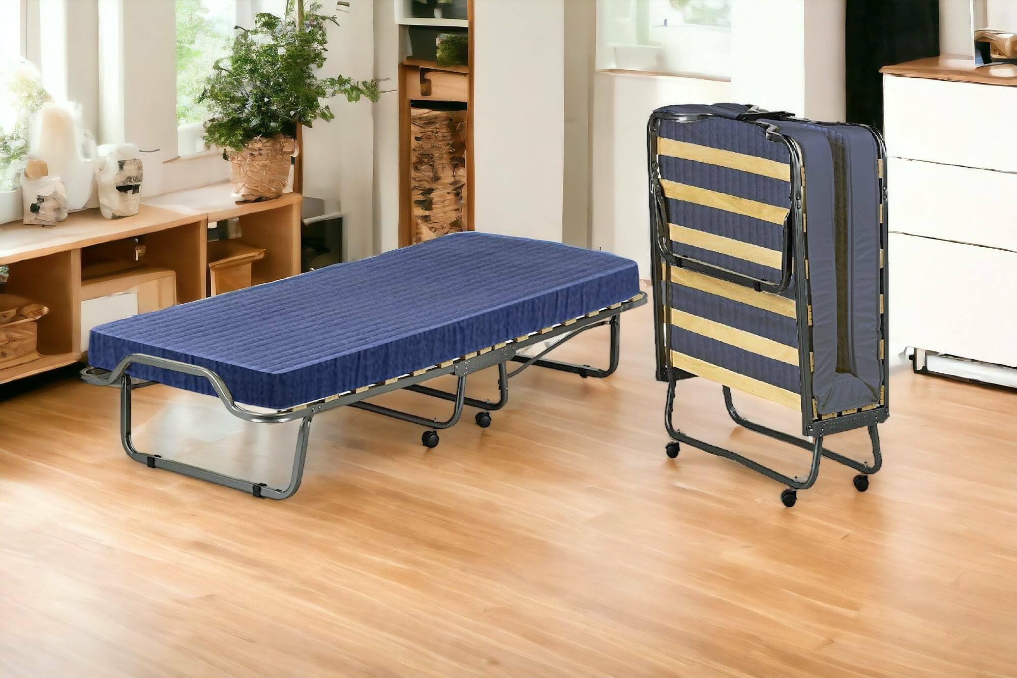 Talamo Italia Letto Pieghevole Rosalba 80x200h40 cm, Blu