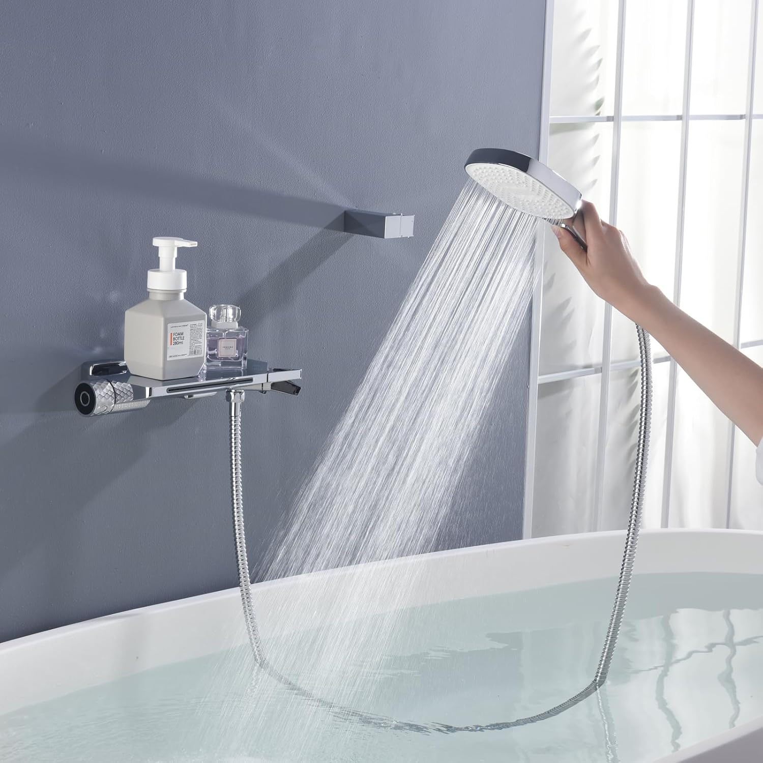 Phasat Rubinetto Miscelatore Vasca a Muro con Doccetta - immagine 2