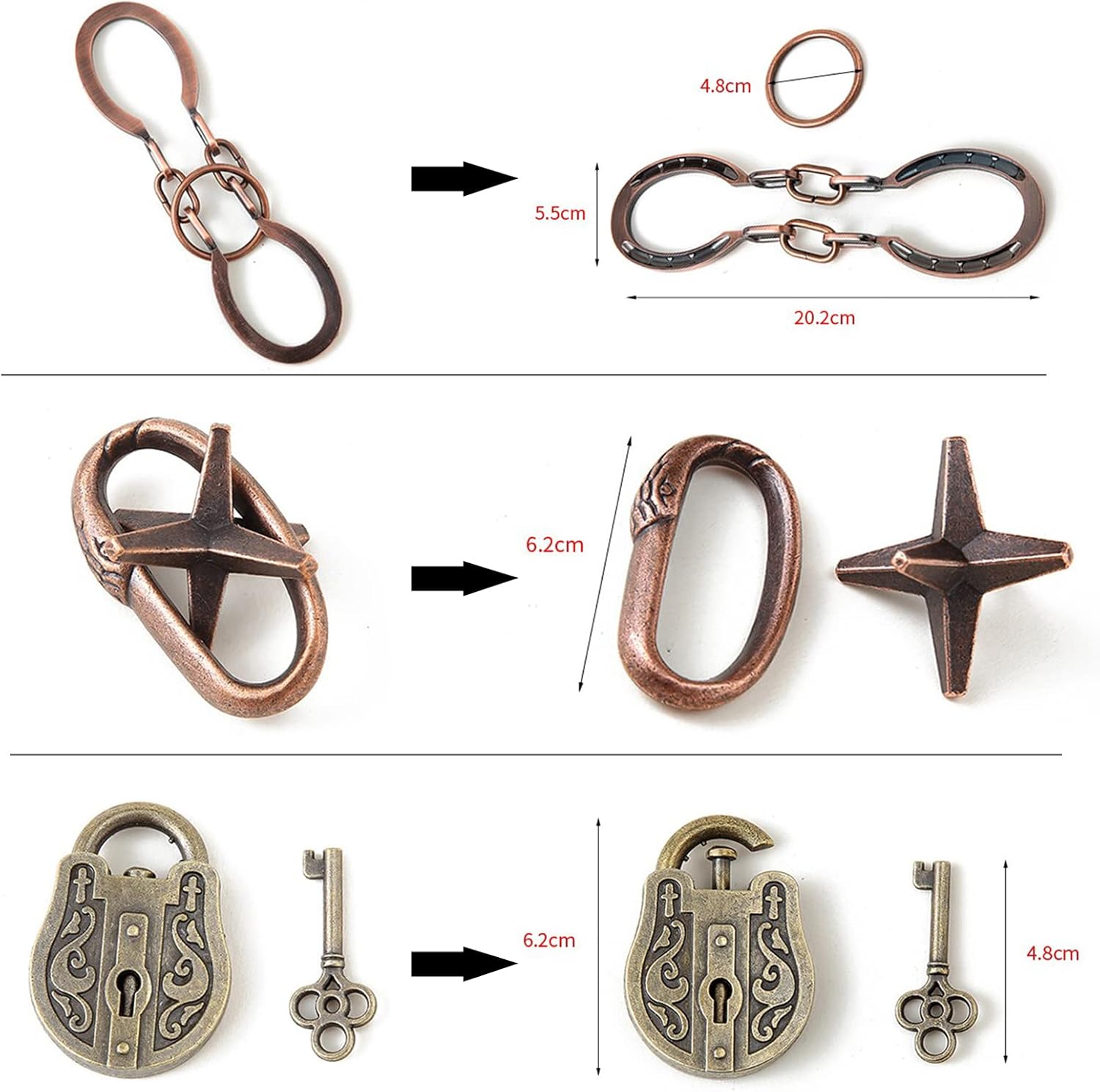 Joyeee Puzzle in Metallo Rompicapo 18Pcs - Style A - immagine 4