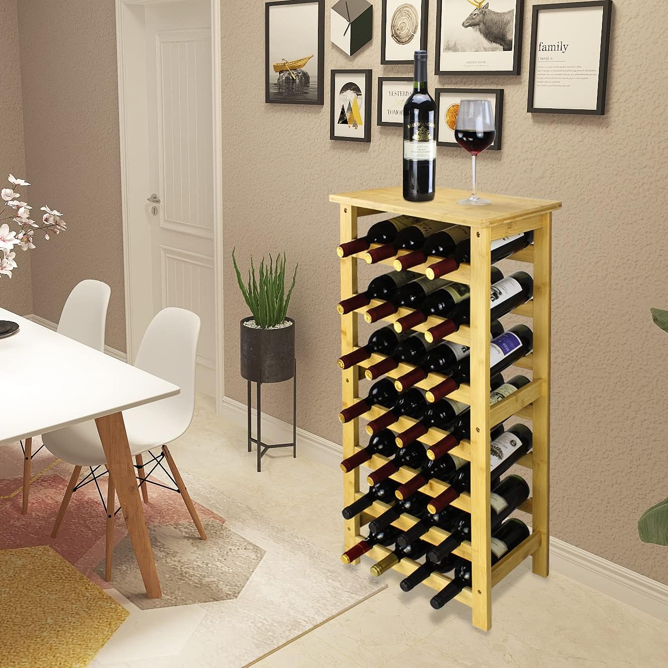 SMIBUY Portabottiglie in Bambù da 28 Bottiglie - immagine 2